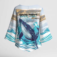 Personalized South Africa Whale Kimono Sleeve Blouse Hermanus Fest - Wonder Print Shop