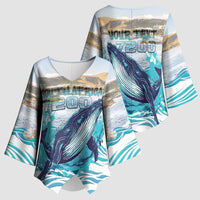 Personalized South Africa Whale Kimono Sleeve Blouse Hermanus Fest - Wonder Print Shop