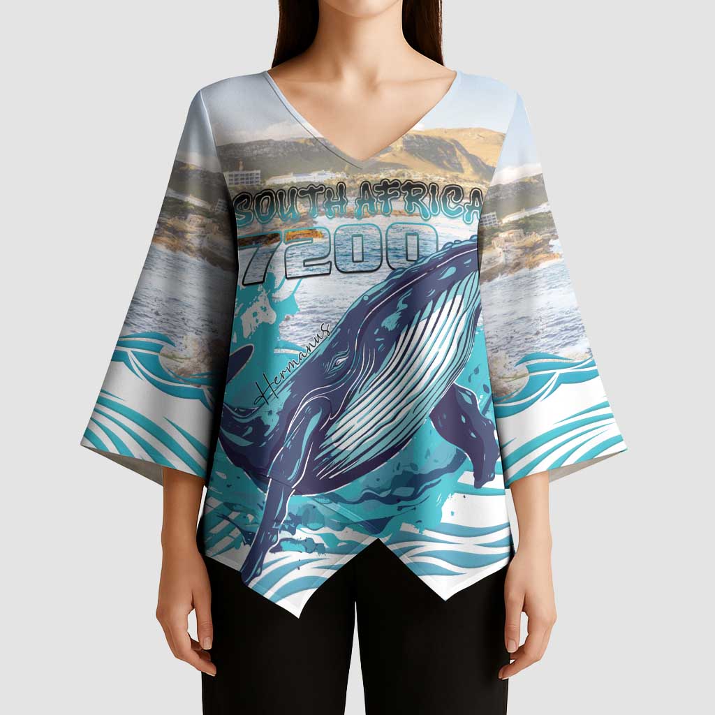 Personalized South Africa Whale Kimono Sleeve Blouse Hermanus Fest - Wonder Print Shop