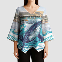 Personalized South Africa Whale Kimono Sleeve Blouse Hermanus Fest - Wonder Print Shop