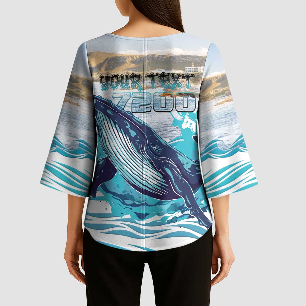 Personalized South Africa Whale Kimono Sleeve Blouse Hermanus Fest - Wonder Print Shop