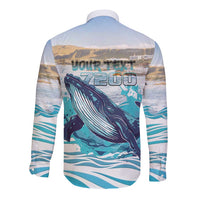 Personalized South Africa Whale Long Sleeve Button Shirt Hermanus Fest - Wonder Print Shop