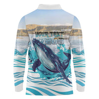Personalized South Africa Whale Long Sleeve Polo Shirt Hermanus Fest - Wonder Print Shop