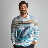 Personalized South Africa Whale Long Sleeve Polo Shirt Hermanus Fest - Wonder Print Shop