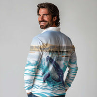 Personalized South Africa Whale Long Sleeve Polo Shirt Hermanus Fest - Wonder Print Shop