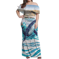 Personalized South Africa Whale Off Shoulder Maxi Dress Hermanus Fest - Wonder Print Shop