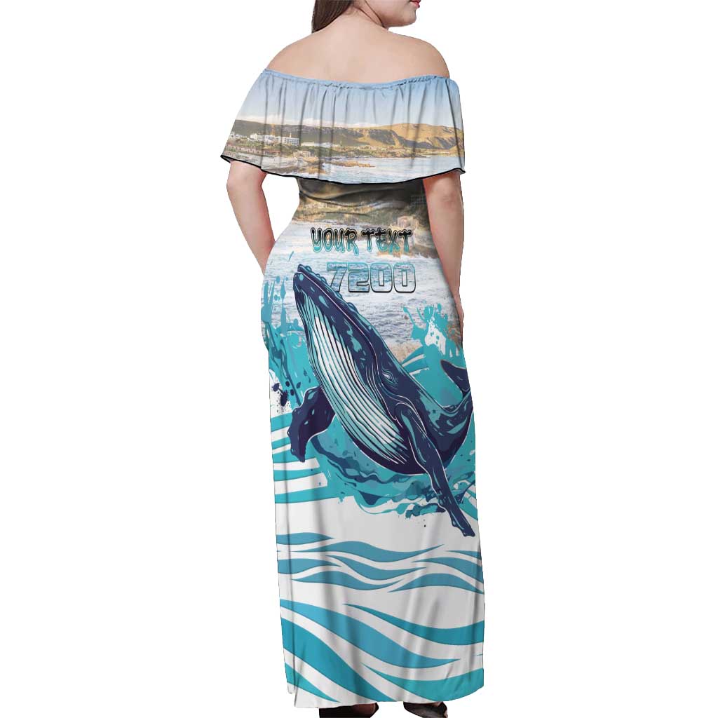 Personalized South Africa Whale Off Shoulder Maxi Dress Hermanus Fest - Wonder Print Shop