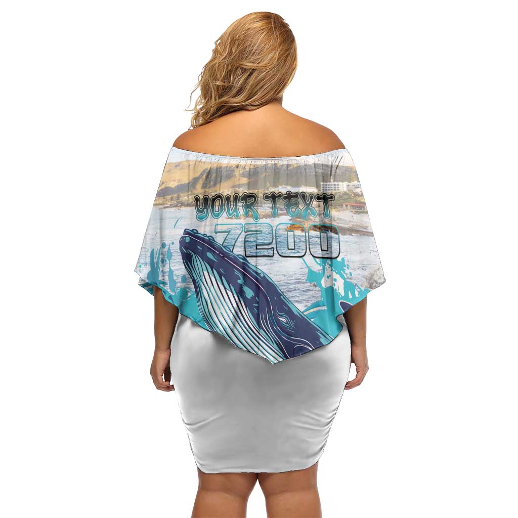 Personalized South Africa Whale Off Shoulder Short Dress Hermanus Fest - Wonder Print Shop