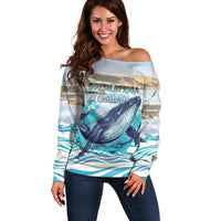 Personalized South Africa Whale Off Shoulder Sweater Hermanus Fest - Wonder Print Shop