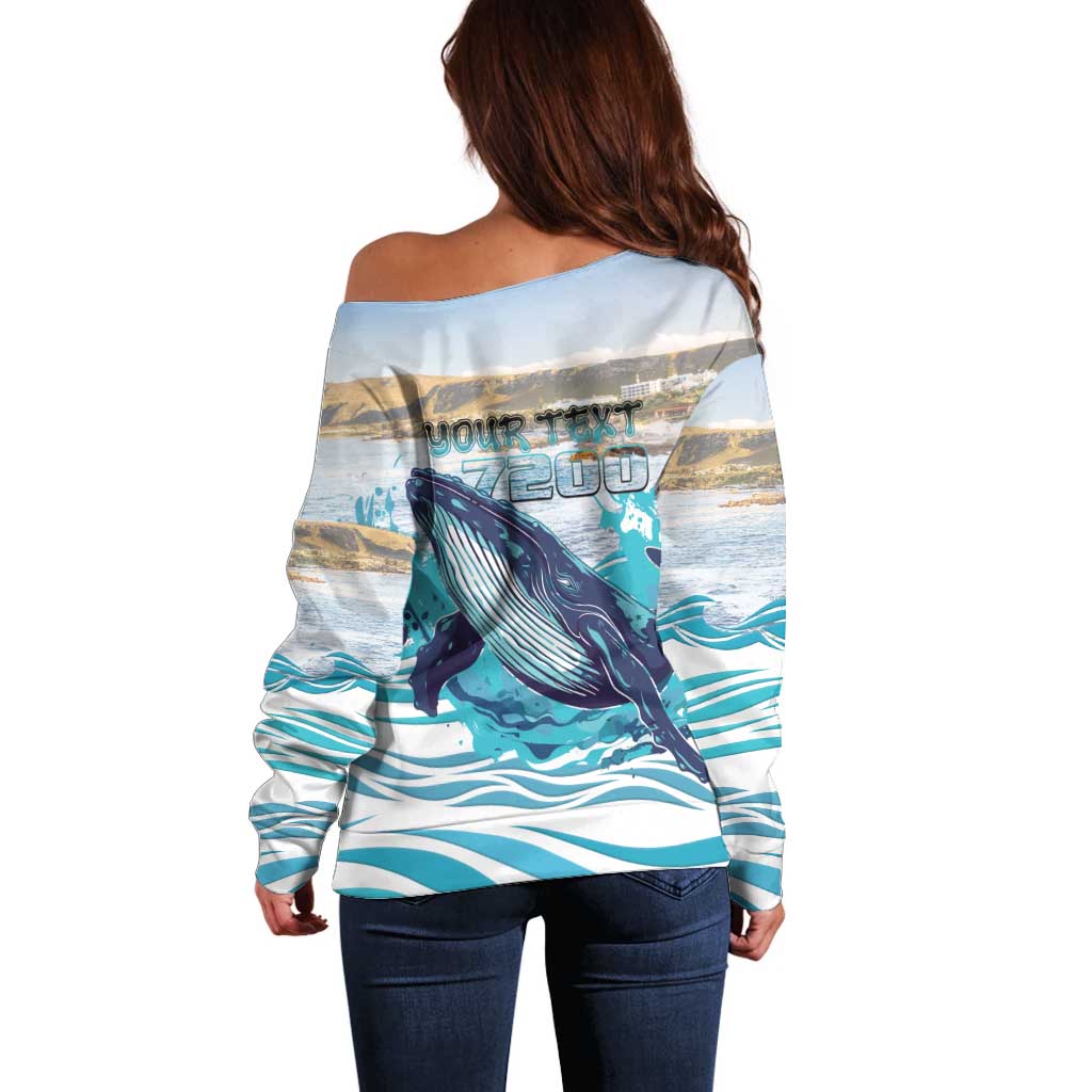Personalized South Africa Whale Off Shoulder Sweater Hermanus Fest - Wonder Print Shop
