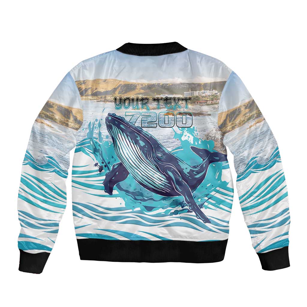 Personalized South Africa Whale Sleeve Zip Bomber Jacket Hermanus Fest - Wonder Print Shop