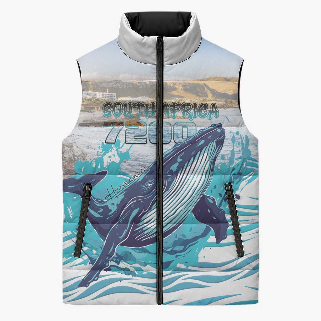 Personalized South Africa Whale Sleeveless Puffer Jacket Hermanus Fest - Wonder Print Shop