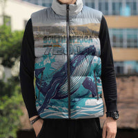 Personalized South Africa Whale Sleeveless Puffer Jacket Hermanus Fest - Wonder Print Shop