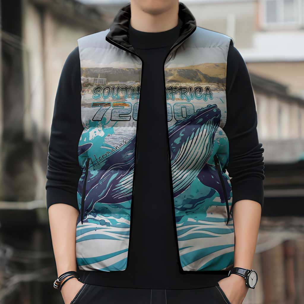 Personalized South Africa Whale Sleeveless Puffer Jacket Hermanus Fest - Wonder Print Shop