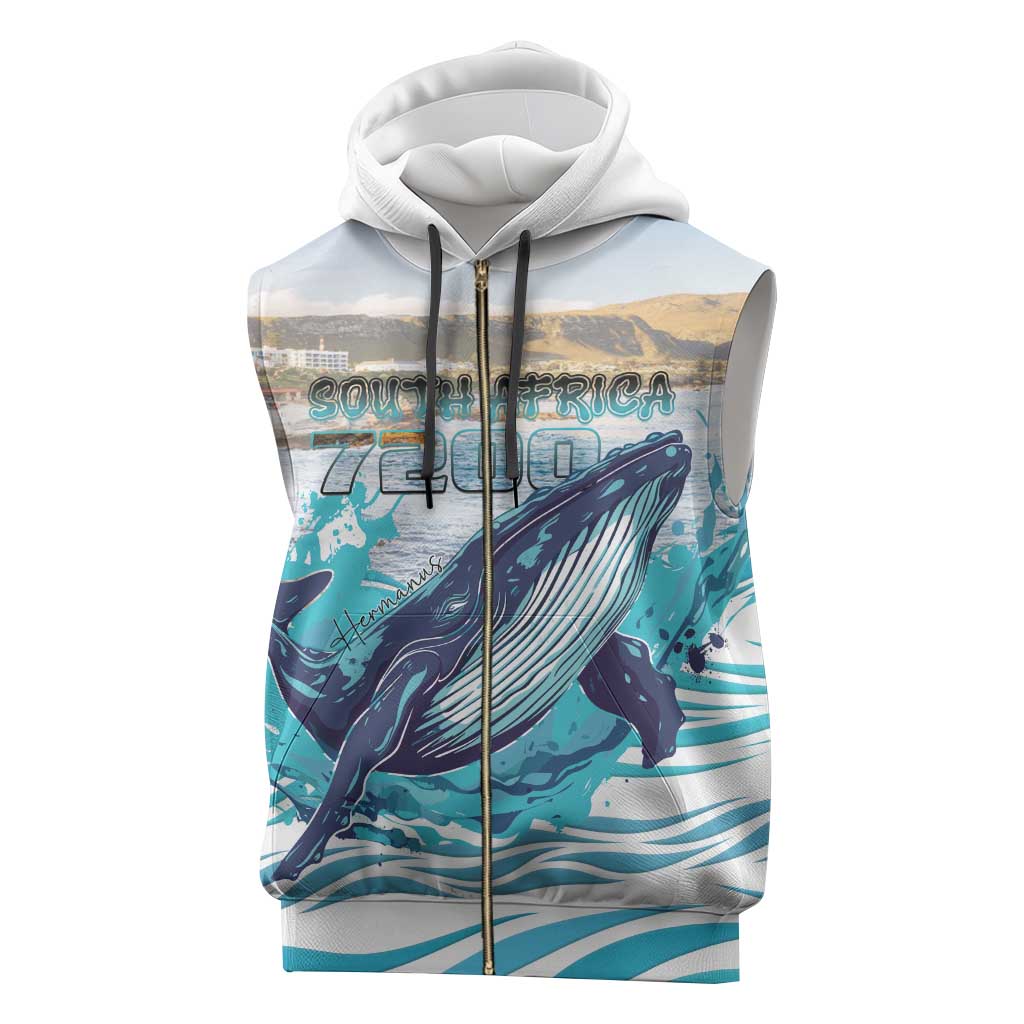 Personalized South Africa Whale Sleeveless Zip Hoodie Hermanus Fest - Wonder Print Shop