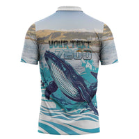 Personalized South Africa Whale Zipper Polo Shirt Hermanus Fest - Wonder Print Shop