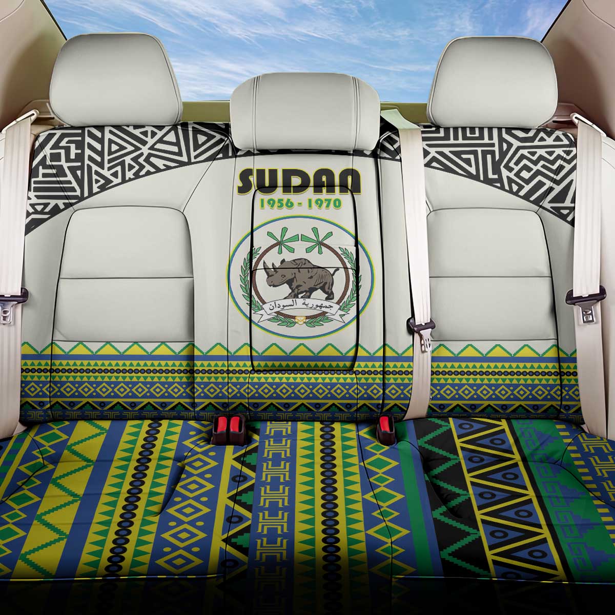 Sudan 1956-1970 Back Car Seat Cover With African Pattern - Wonder Print Shop