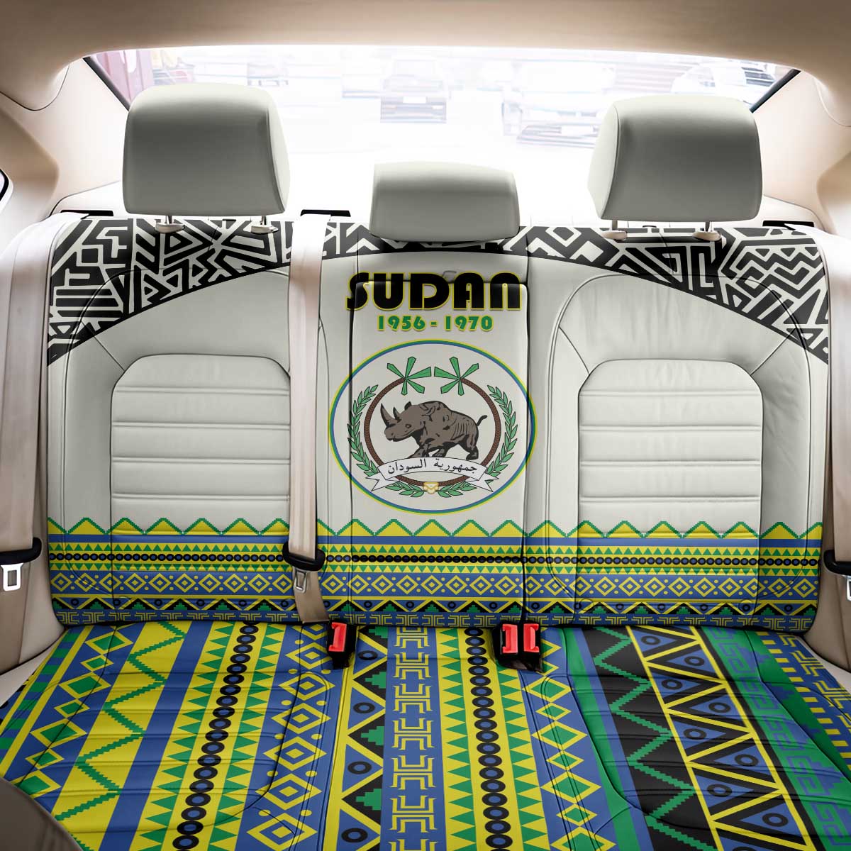 Sudan 1956-1970 Back Car Seat Cover With African Pattern - Wonder Print Shop