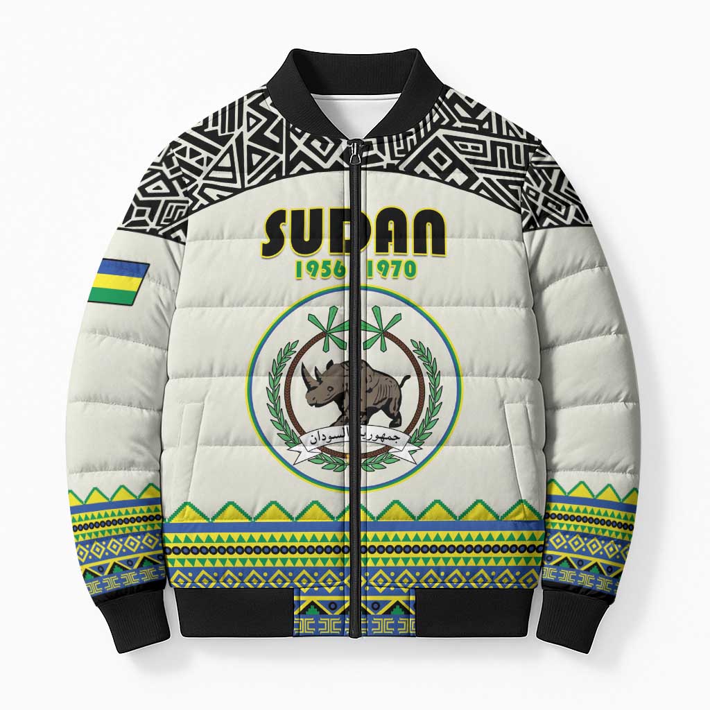 Personalized Sudan 1956-1970 Bomber Puffer Jacket With African Pattern - Wonder Print Shop