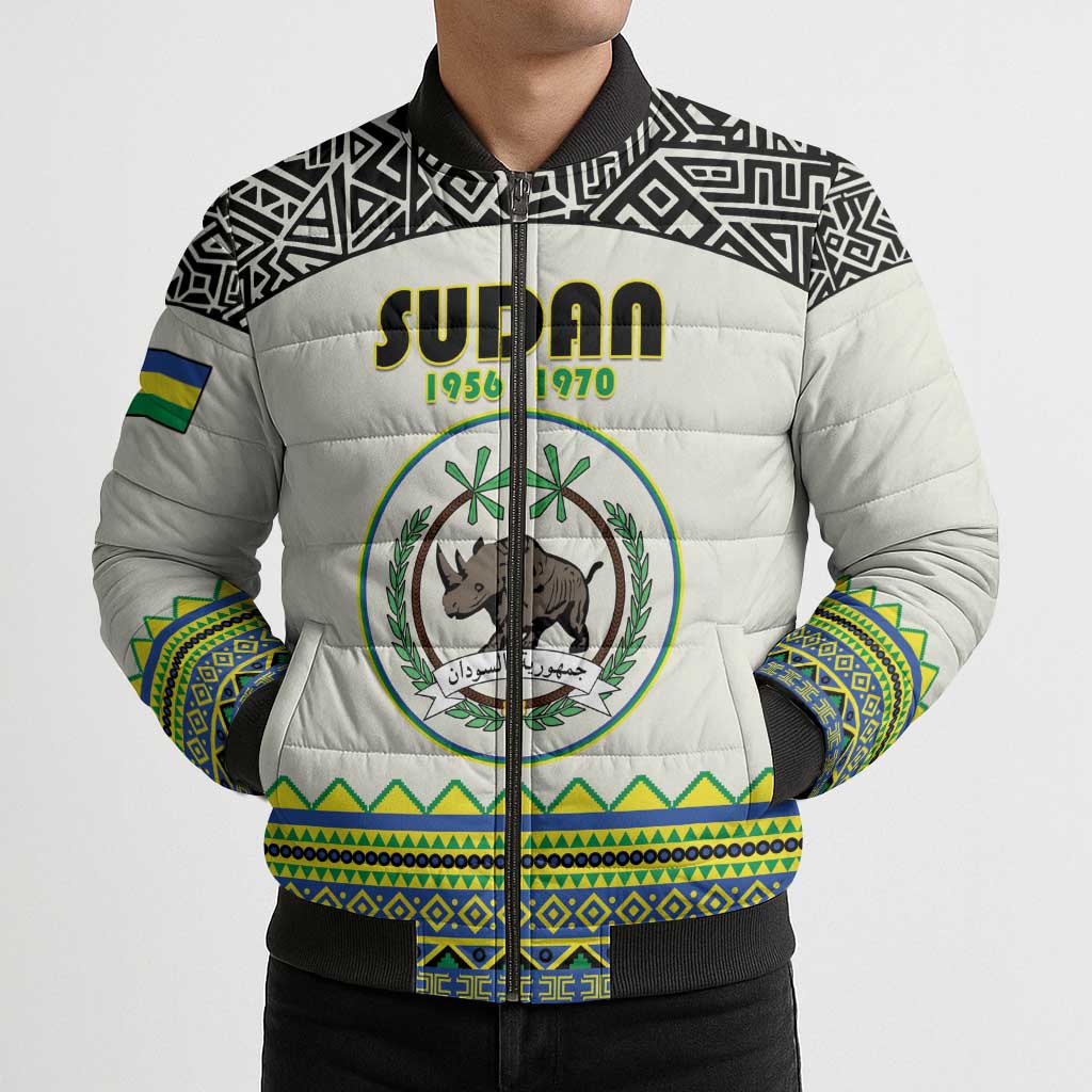 Personalized Sudan 1956-1970 Bomber Puffer Jacket With African Pattern - Wonder Print Shop