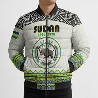 Personalized Sudan 1956-1970 Bomber Puffer Jacket With African Pattern - Wonder Print Shop