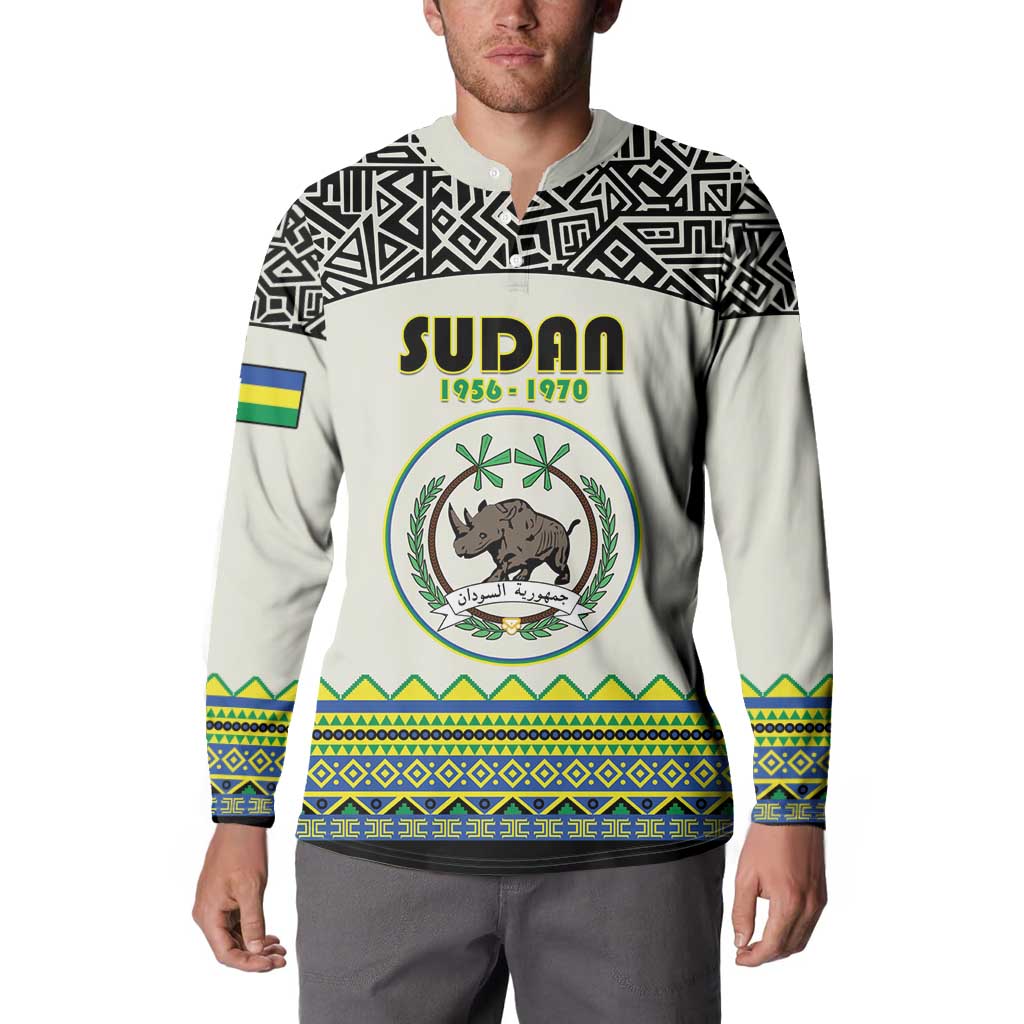 Personalized Sudan 1956-1970 Button Sweatshirt With African Pattern - Wonder Print Shop