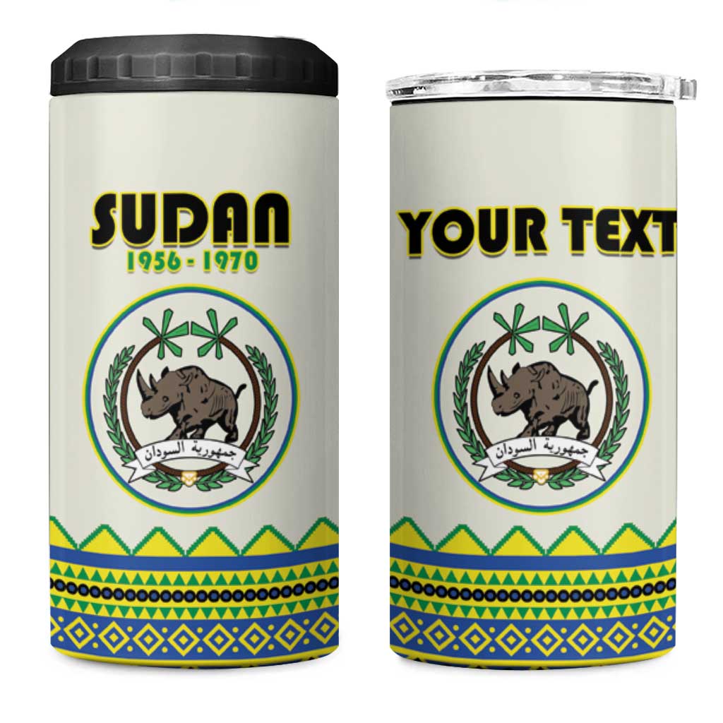 Personalized Sudan 1956-1970 4 in 1 Can Cooler Tumbler With African Pattern - Wonder Print Shop