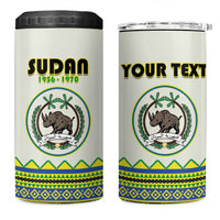 Personalized Sudan 1956-1970 4 in 1 Can Cooler Tumbler With African Pattern - Wonder Print Shop