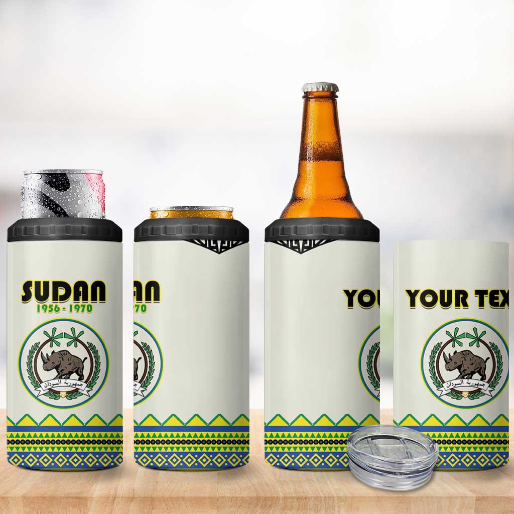 Personalized Sudan 1956-1970 4 in 1 Can Cooler Tumbler With African Pattern - Wonder Print Shop