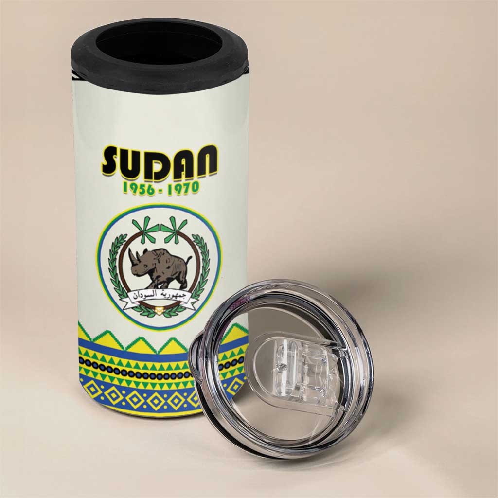 Personalized Sudan 1956-1970 4 in 1 Can Cooler Tumbler With African Pattern - Wonder Print Shop