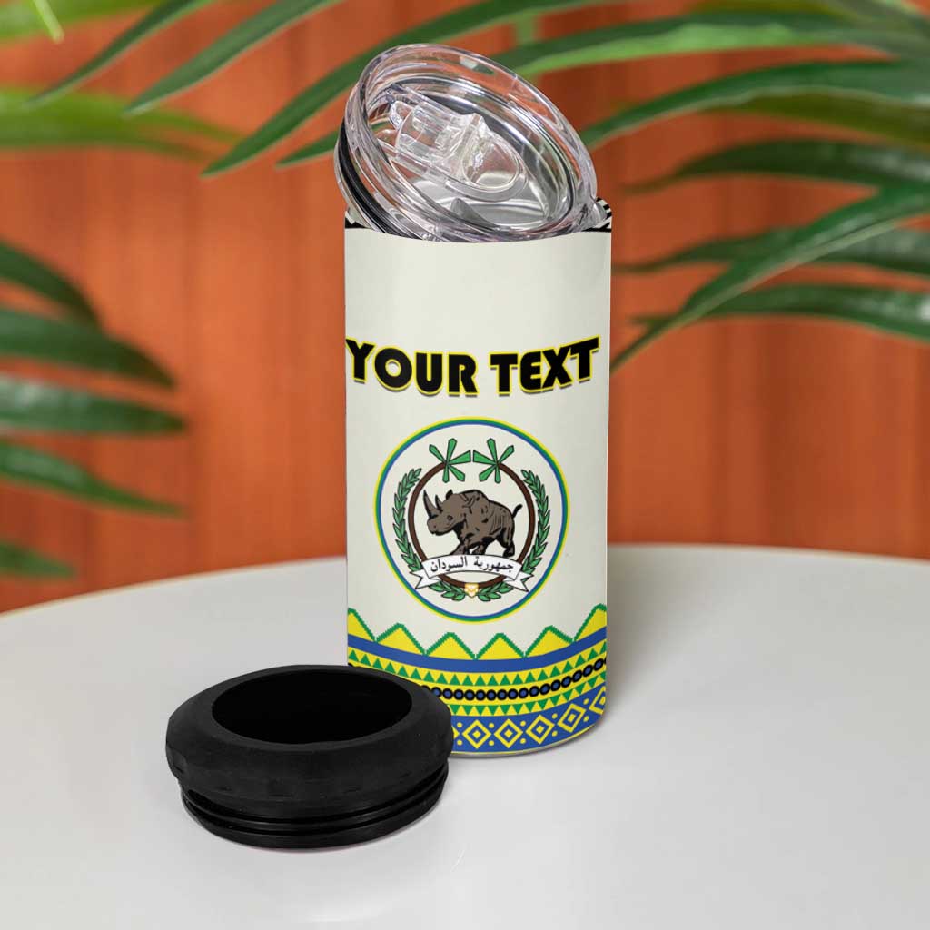 Personalized Sudan 1956-1970 4 in 1 Can Cooler Tumbler With African Pattern - Wonder Print Shop