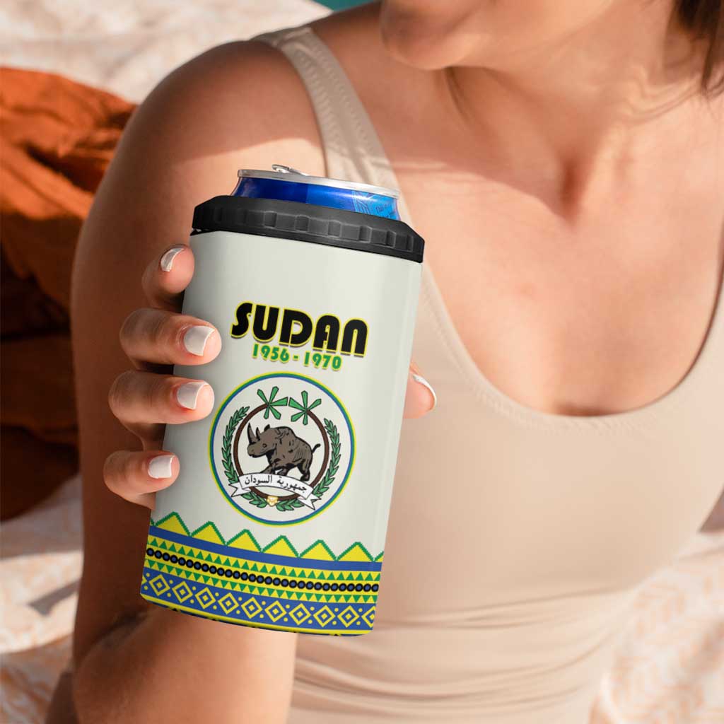 Personalized Sudan 1956-1970 4 in 1 Can Cooler Tumbler With African Pattern - Wonder Print Shop