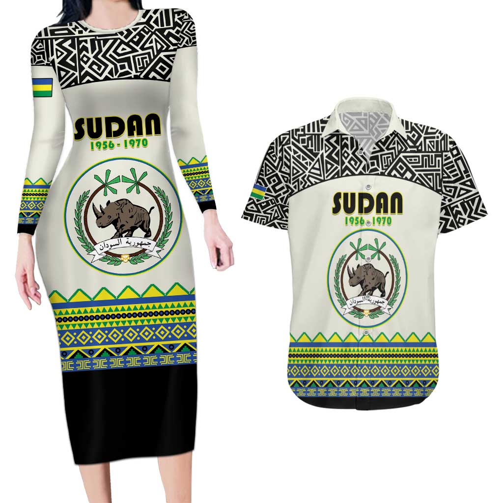 Personalized Sudan 1956-1970 Couples Matching Long Sleeve Bodycon Dress and Hawaiian Shirt With African Pattern - Wonder Print Shop