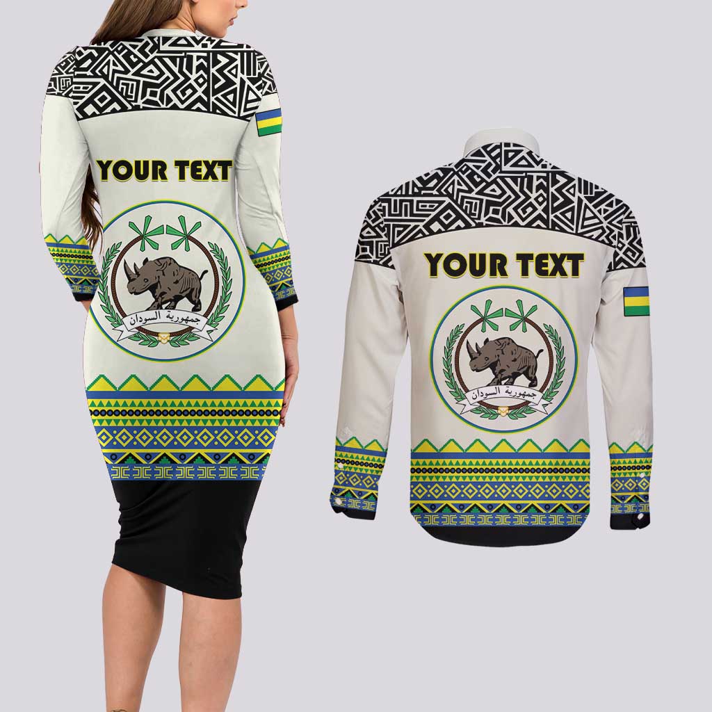 Personalized Sudan 1956-1970 Couples Matching Long Sleeve Bodycon Dress and Long Sleeve Button Shirt With African Pattern - Wonder Print Shop