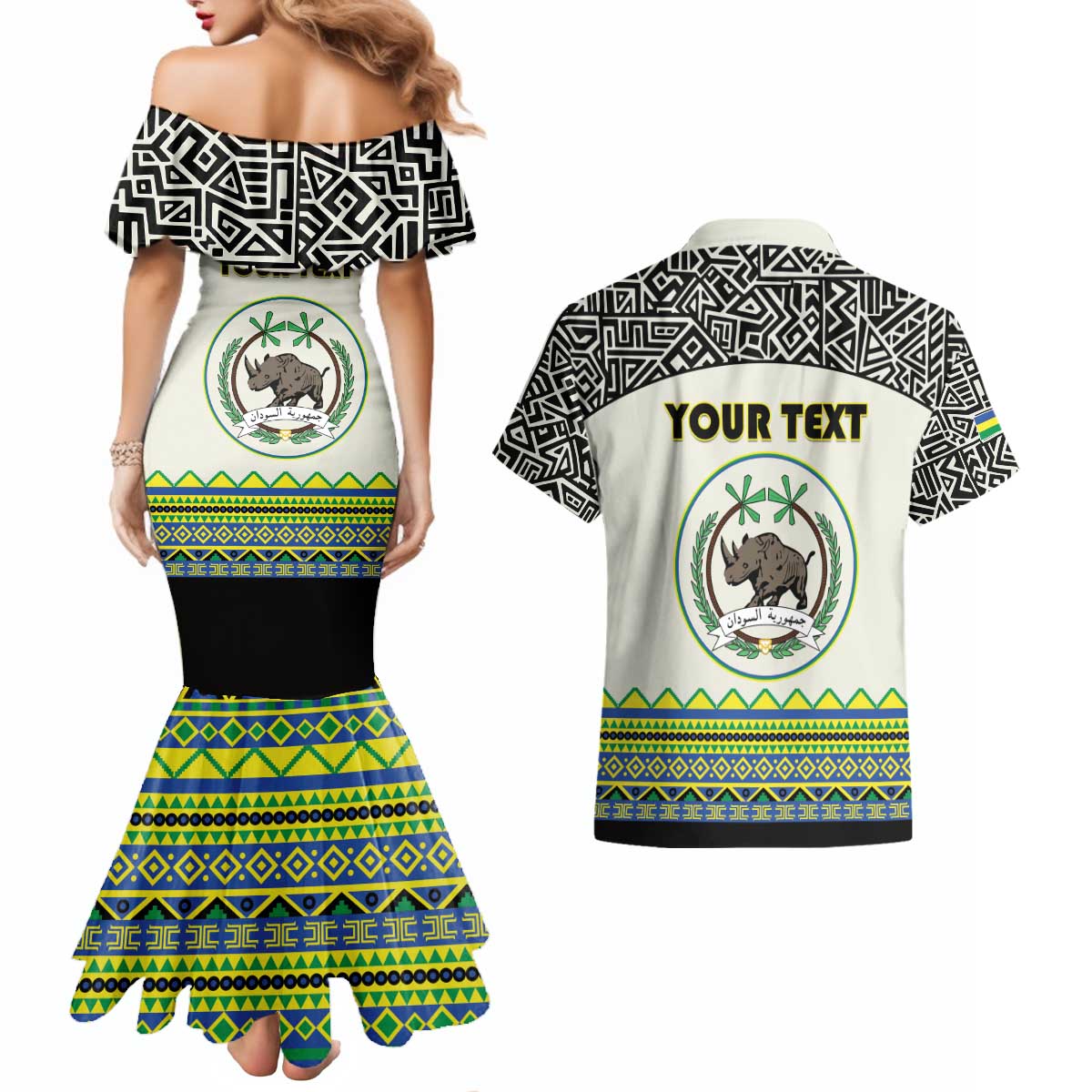 Personalized Sudan 1956-1970 Couples Matching Mermaid Dress and Hawaiian Shirt With African Pattern - Wonder Print Shop