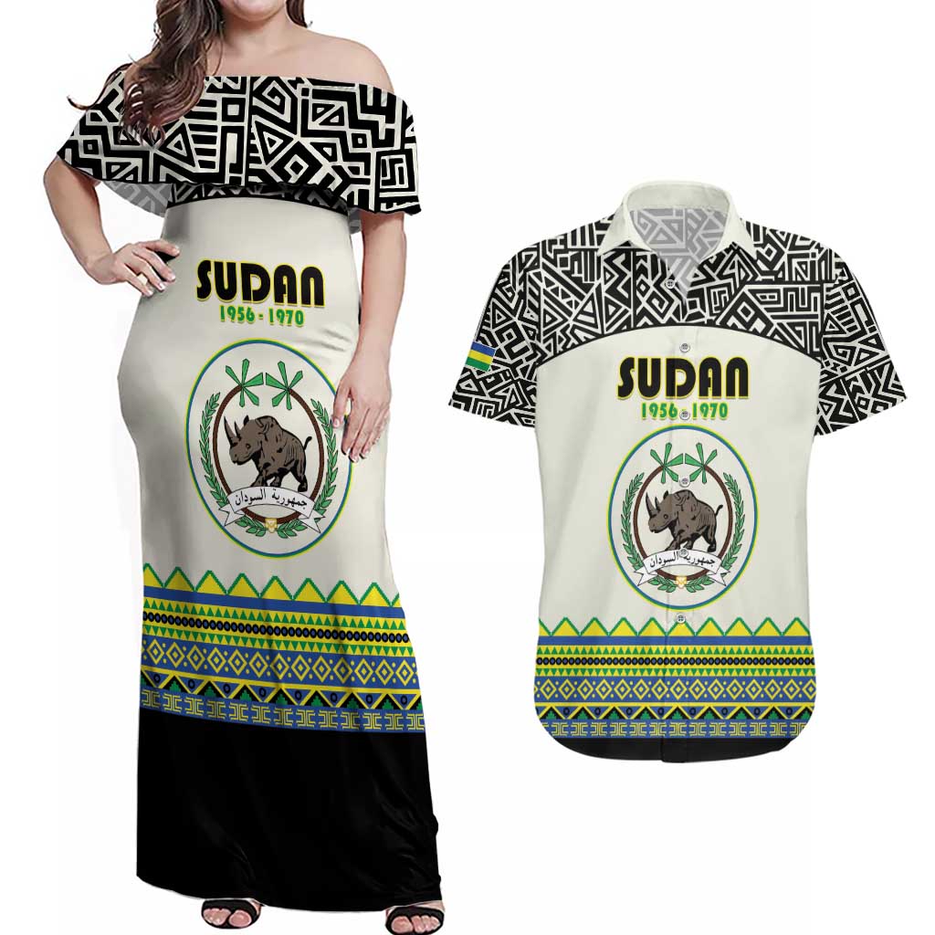 Personalized Sudan 1956-1970 Couples Matching Off Shoulder Maxi Dress and Hawaiian Shirt With African Pattern - Wonder Print Shop