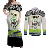 Personalized Sudan 1956-1970 Couples Matching Off Shoulder Maxi Dress and Long Sleeve Button Shirt With African Pattern - Wonder Print Shop