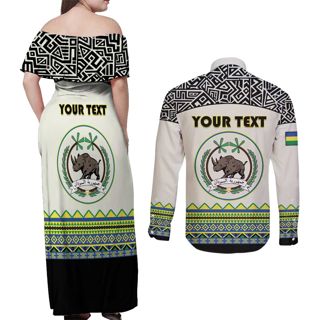 Personalized Sudan 1956-1970 Couples Matching Off Shoulder Maxi Dress and Long Sleeve Button Shirt With African Pattern - Wonder Print Shop