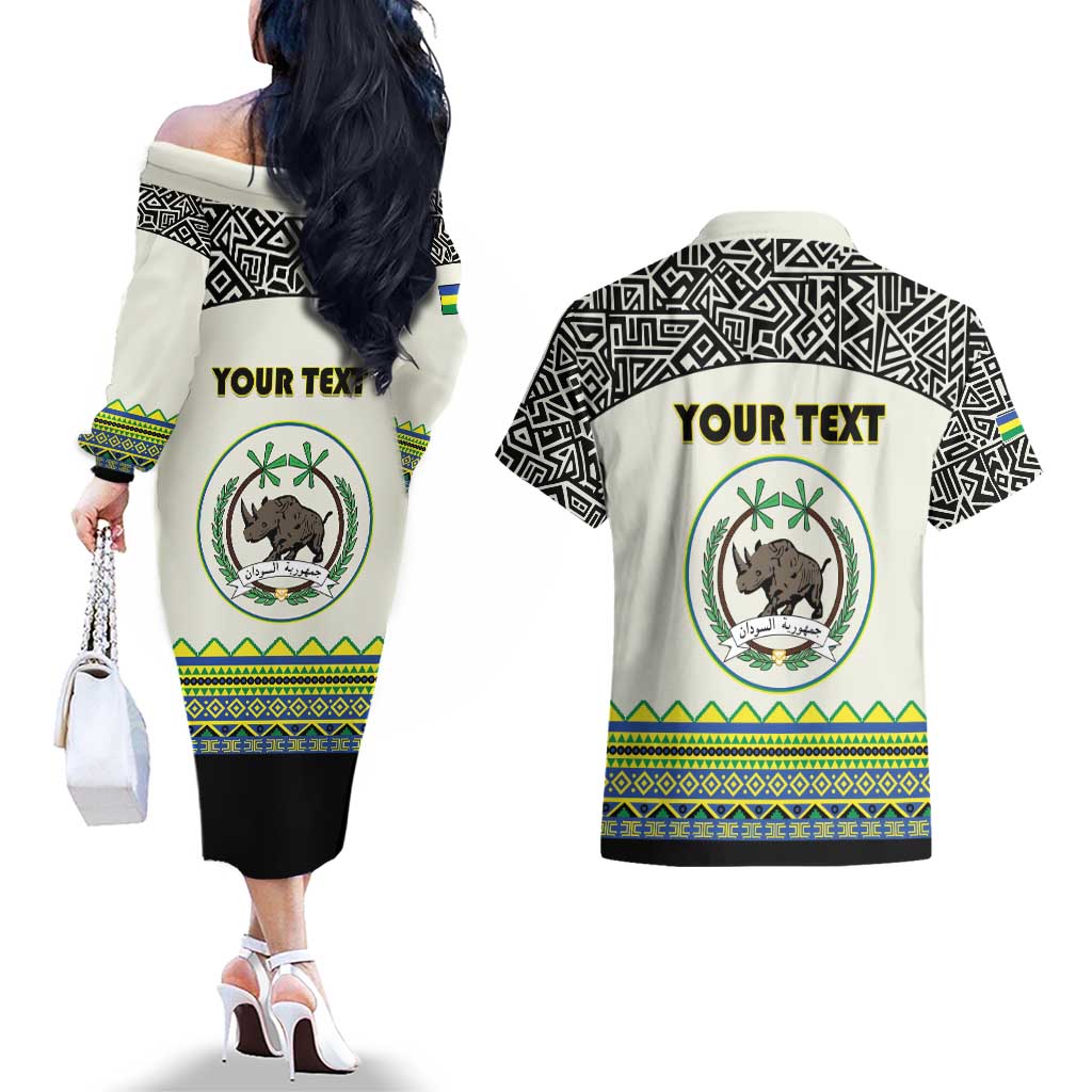 Personalized Sudan 1956-1970 Couples Matching Off The Shoulder Long Sleeve Dress and Hawaiian Shirt With African Pattern - Wonder Print Shop