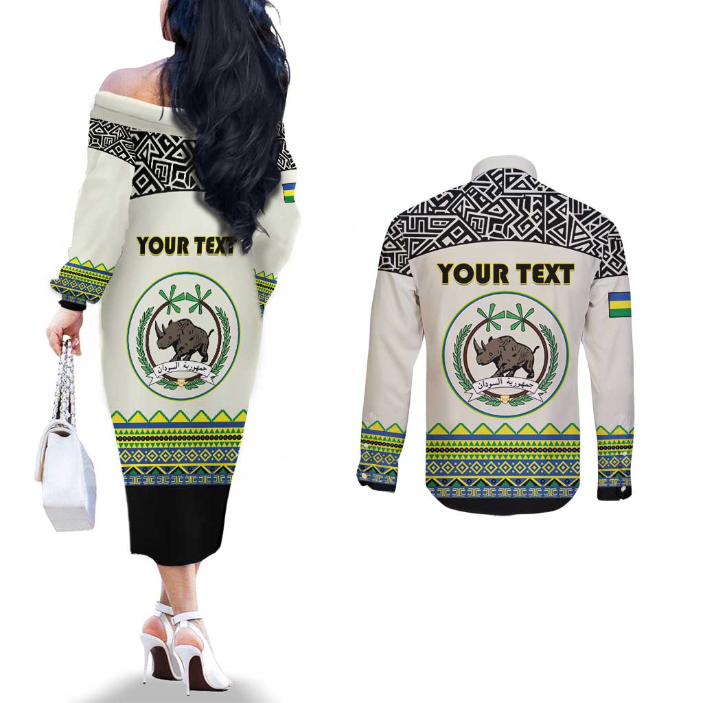 Personalized Sudan 1956-1970 Couples Matching Off The Shoulder Long Sleeve Dress and Long Sleeve Button Shirt With African Pattern - Wonder Print Shop