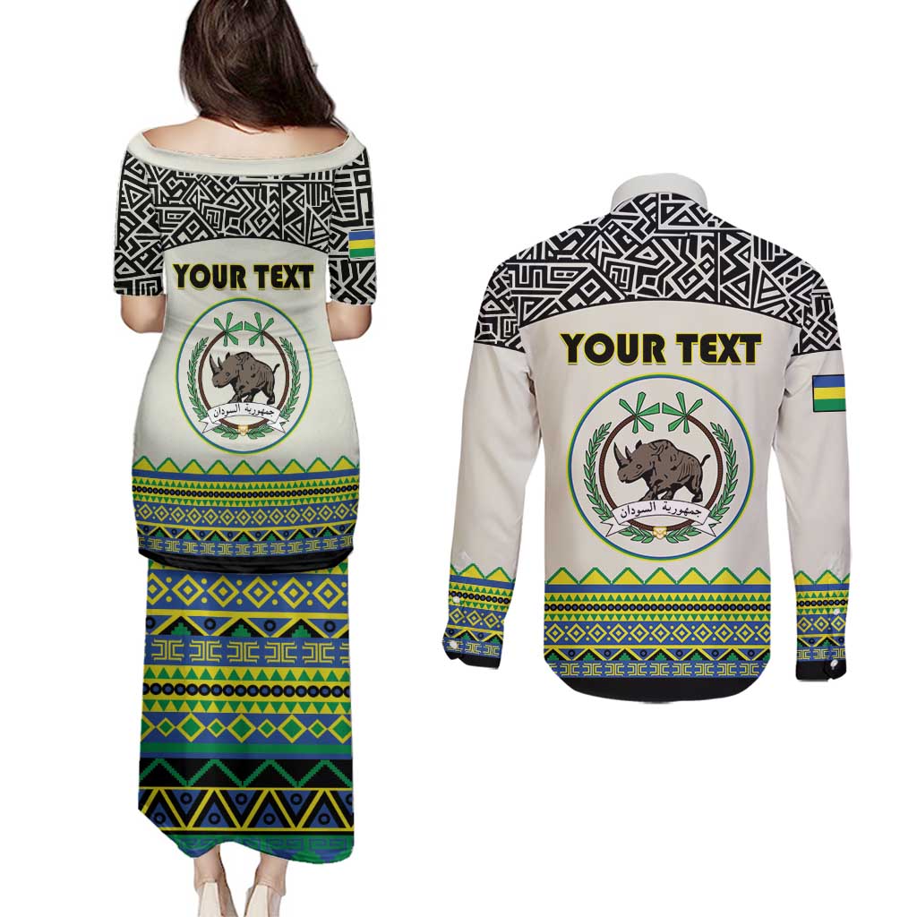 Personalized Sudan 1956-1970 Couples Matching Puletasi and Long Sleeve Button Shirt With African Pattern - Wonder Print Shop