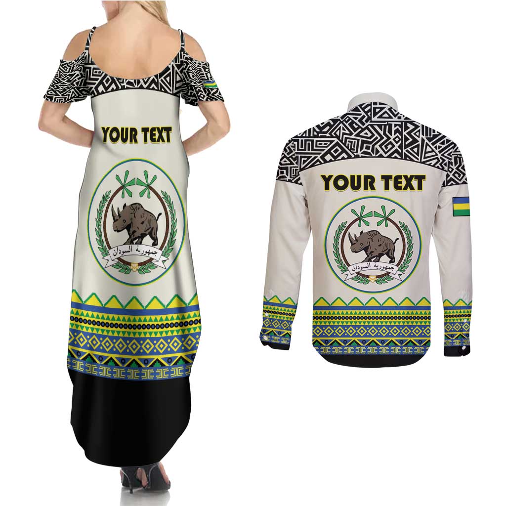Personalized Sudan 1956-1970 Couples Matching Summer Maxi Dress and Long Sleeve Button Shirt With African Pattern - Wonder Print Shop
