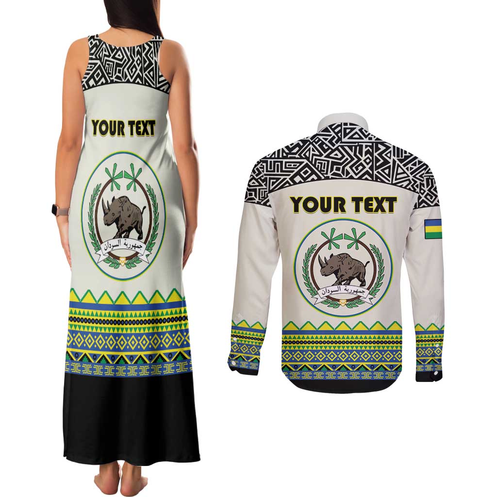 Personalized Sudan 1956-1970 Couples Matching Tank Maxi Dress and Long Sleeve Button Shirt With African Pattern - Wonder Print Shop