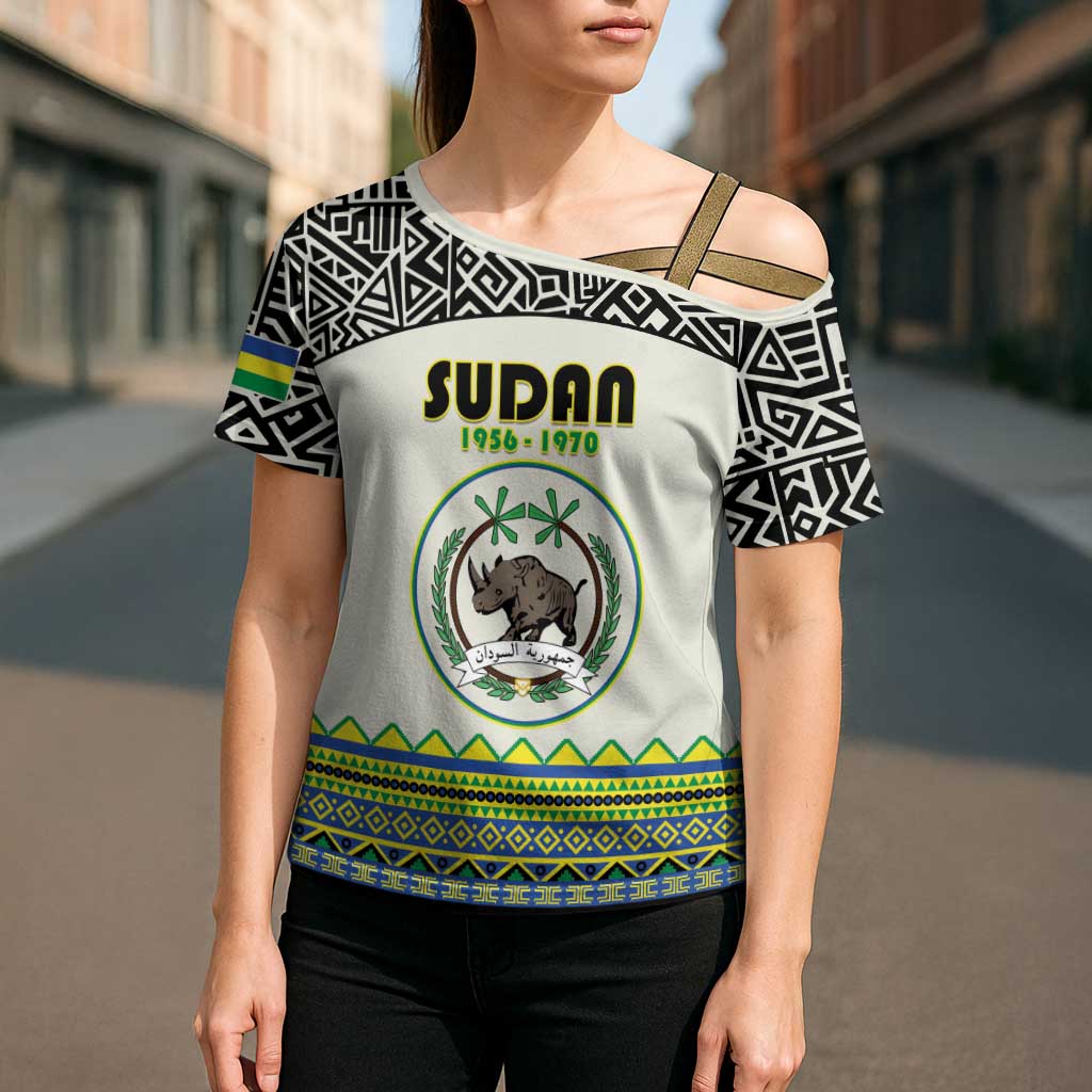Personalized Sudan 1956-1970 Cross Shoulder Shirt With African Pattern - Wonder Print Shop