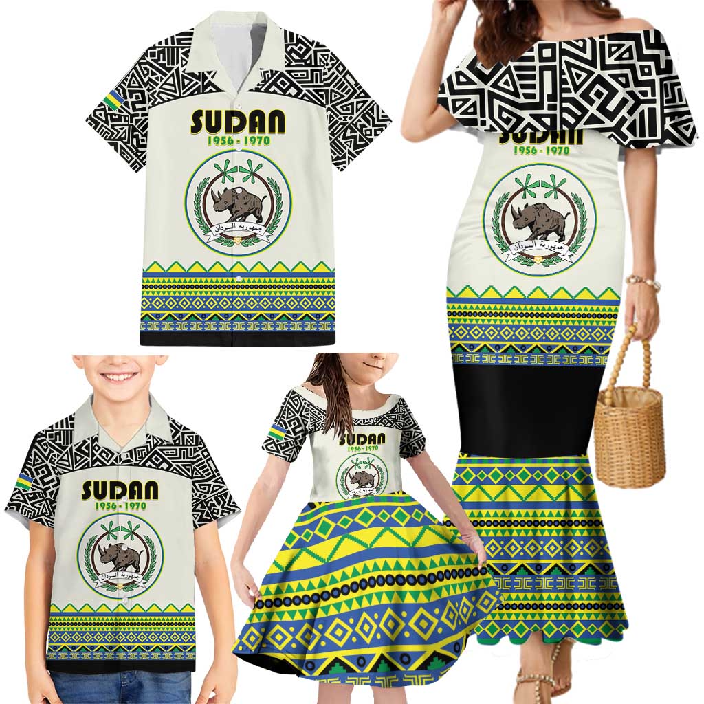 Personalized Sudan 1956-1970 Family Matching Mermaid Dress and Hawaiian Shirt With African Pattern - Wonder Print Shop