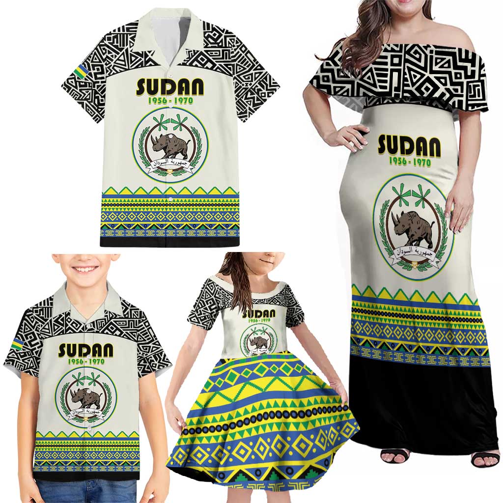 Personalized Sudan 1956-1970 Family Matching Off Shoulder Maxi Dress and Hawaiian Shirt With African Pattern - Wonder Print Shop