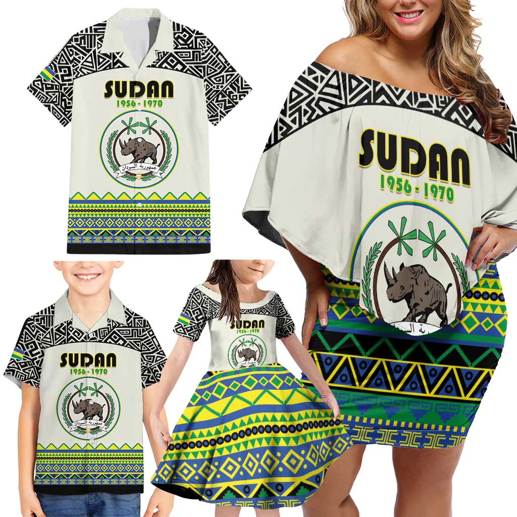 Personalized Sudan 1956-1970 Family Matching Off Shoulder Short Dress and Hawaiian Shirt With African Pattern - Wonder Print Shop