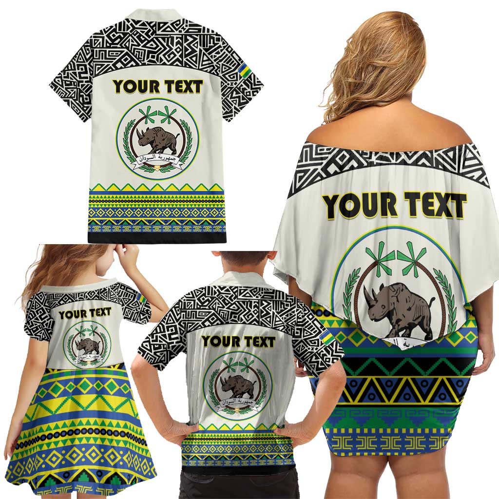 Personalized Sudan 1956-1970 Family Matching Off Shoulder Short Dress and Hawaiian Shirt With African Pattern - Wonder Print Shop