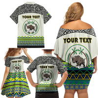 Personalized Sudan 1956-1970 Family Matching Off Shoulder Short Dress and Hawaiian Shirt With African Pattern - Wonder Print Shop