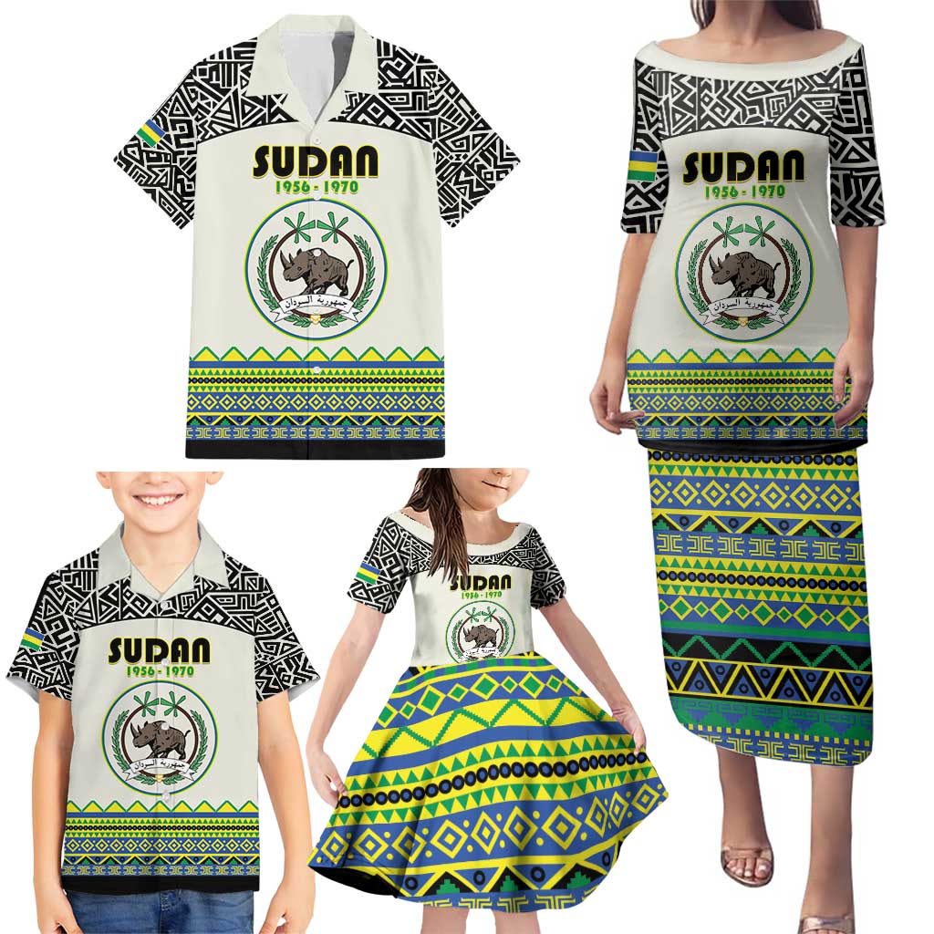 Personalized Sudan 1956-1970 Family Matching Puletasi and Hawaiian Shirt With African Pattern - Wonder Print Shop